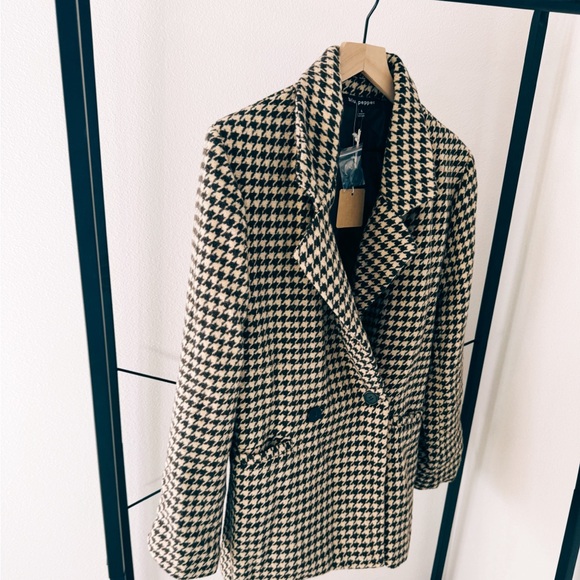 Houndstooth Notch Collar Blazer - Picture 3 of 5